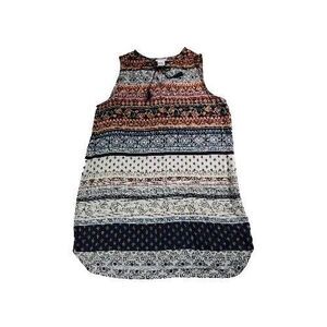 Beach Lunch Lounge XL Floral Sleeveless Tassels Tunic Top